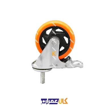 چرخ پیچی ترمزدار لوکس نارنجی پایه سفید سایز 10