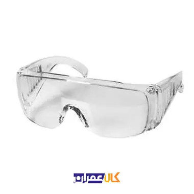 عینک ایمنی سفید بغل کرکره ای تک پلاست