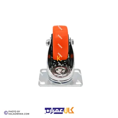 چرخ ترمزدار لوکس نارنجی پایه سفید سایز 10