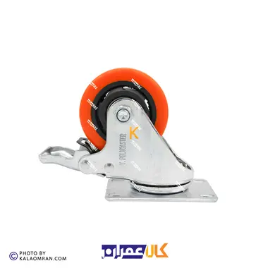 چرخ ترمزدار لوکس نارنجی پایه سفید سایز 10
