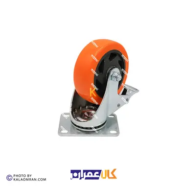 چرخ ترمزدار لوکس نارنجی پایه سفید سایز 10