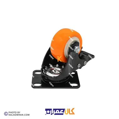 چرخ ترمزدار لوکس نارنجی پایه مشکی سایز 5