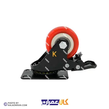 چرخ ترمزدار لوکس نارنجی پایه مشکی سایز 5