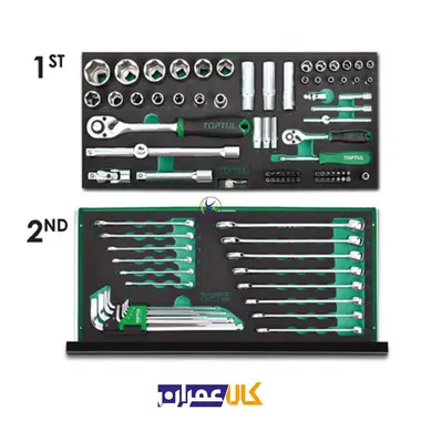 جعبه ابزار آهنی سبز 114 پارچه مدل GCAZ114A تاپ تول Toptul
