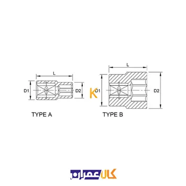 بکس تکی 1/2 اینچ کوتاه 6 گوش مدل BAEA16 تاپ تول