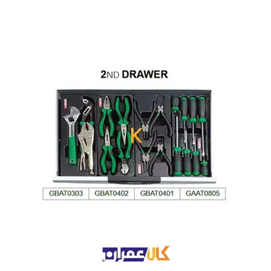 جعبه ابزار 3 کشو رومیزی با ابزار مدل GCAZ0005 تاپ تول