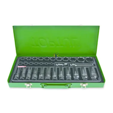 جعبه بکس 32 پارچه 1/2 بلند و کوتاه مشکی (فشار قوی ) مدل GDAD3201 تاپ تول TOPTUL