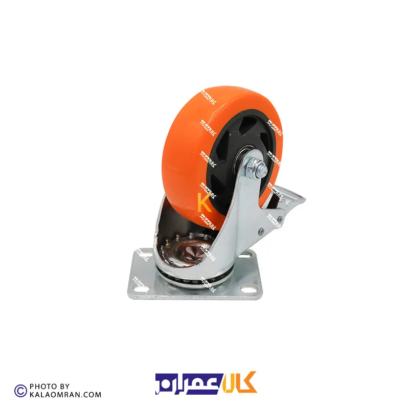چرخ ترمزدار لوکس نارنجی پایه سفید سایز 12.5