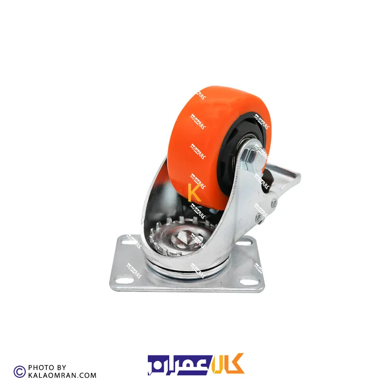 چرخ ترمزدار لوکس نارنجی پایه سفید سایز 7.5