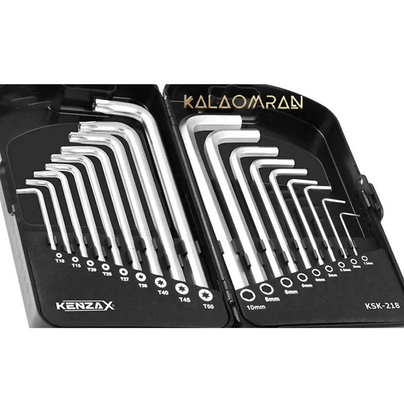 مجموعه 18 عددی آچار آلن و ستاره ای کنزاکس مدل KSK-218
