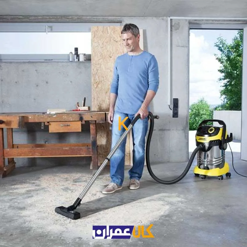 جارو برقی صنعتی آب و خاک WD6 P Premium کارشر با پریز روی بدنه