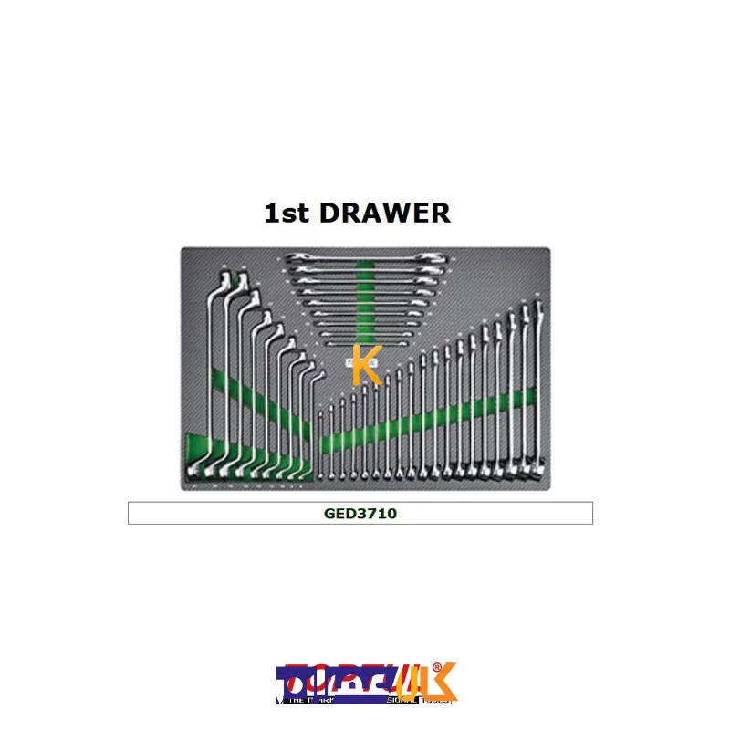 خرید جعبه ابزار 7 کشو چرخ دار با ابزار مدل GE-21406 تاپ تول