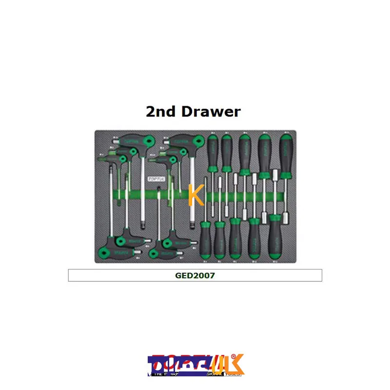 قیمت جعبه ابزار 7 کشو چرخ دار با ابزار مدل GE-21406 تاپ تول