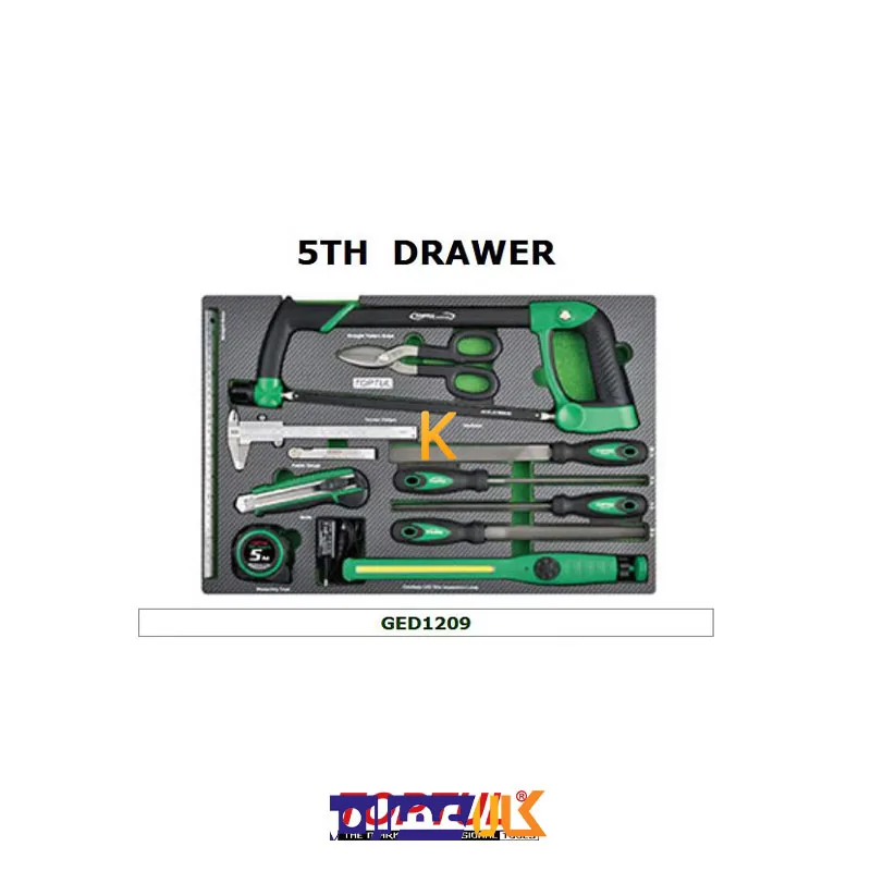 خرید آنلاین جعبه ابزار 7 کشو چرخ دار با ابزار مدل GE-21406 تاپ تول