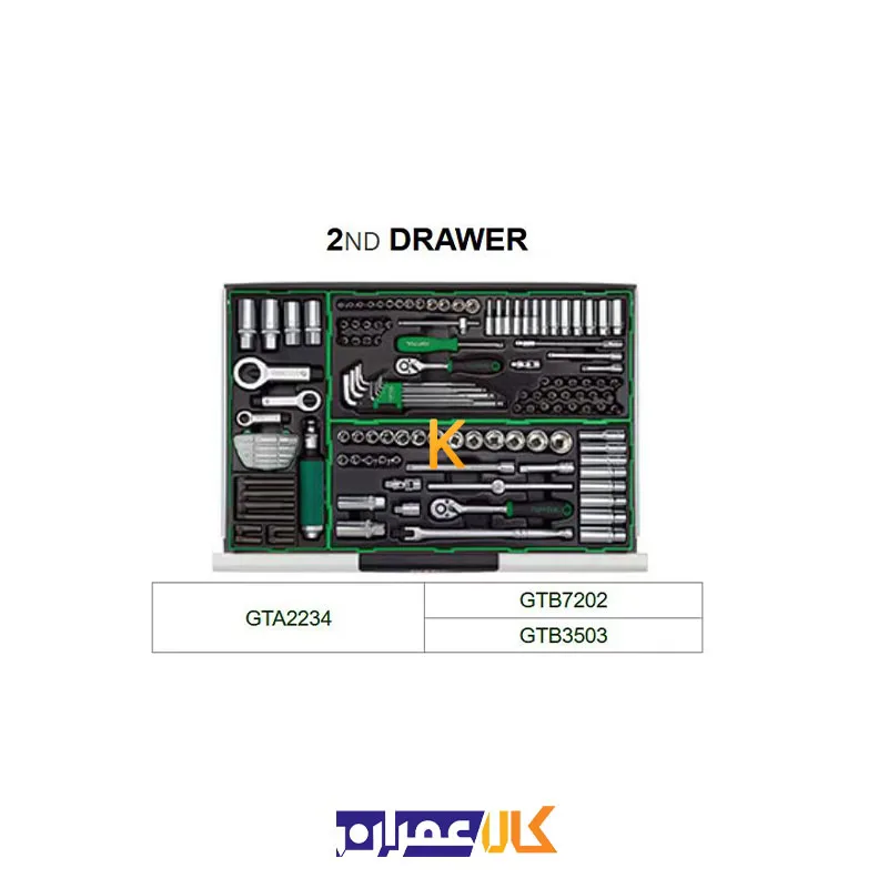 قیمت جعبه ابزار 7 کشو چرخ دار با ابزار مدل GT-28306 تاپ تول