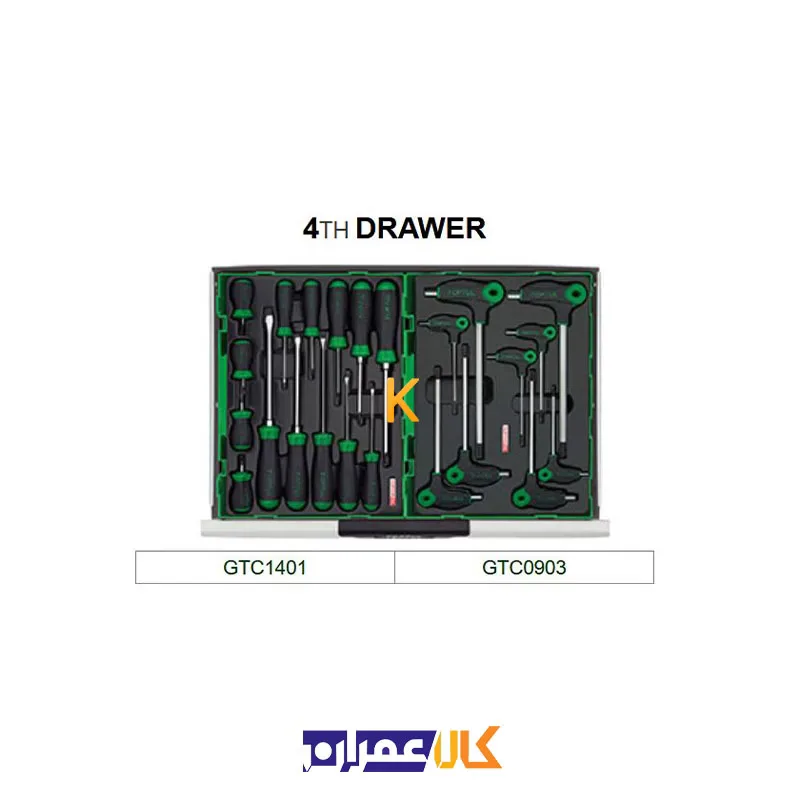 فروش جعبه ابزار 7 کشو چرخ دار با ابزار مدل GT-28306 تاپ تول