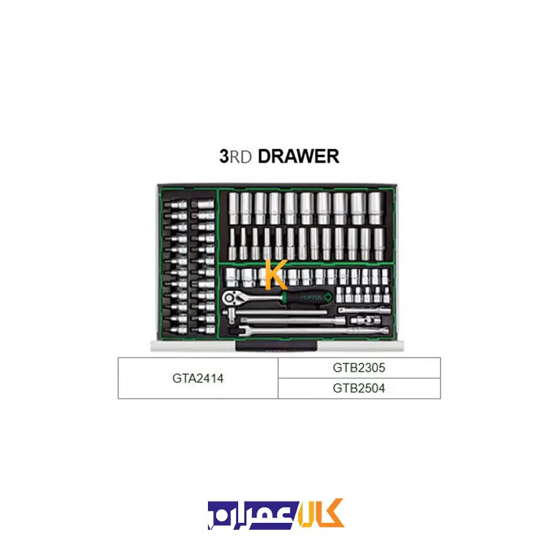 نمایندگی جعبه ابزار 7 کشو چرخ دار مدل GT-28303 تاپ تول