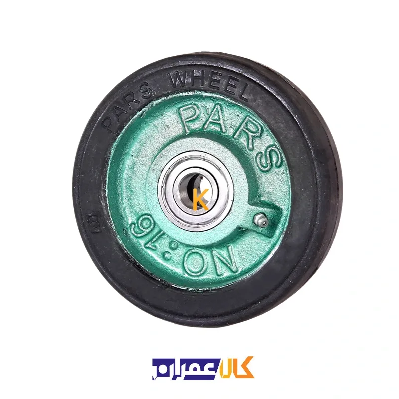چرخ تک چدنی سبز روکش لاستیکی