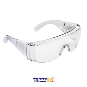 عینک ایمنی سفید بغل کرکره ای تک پلاست