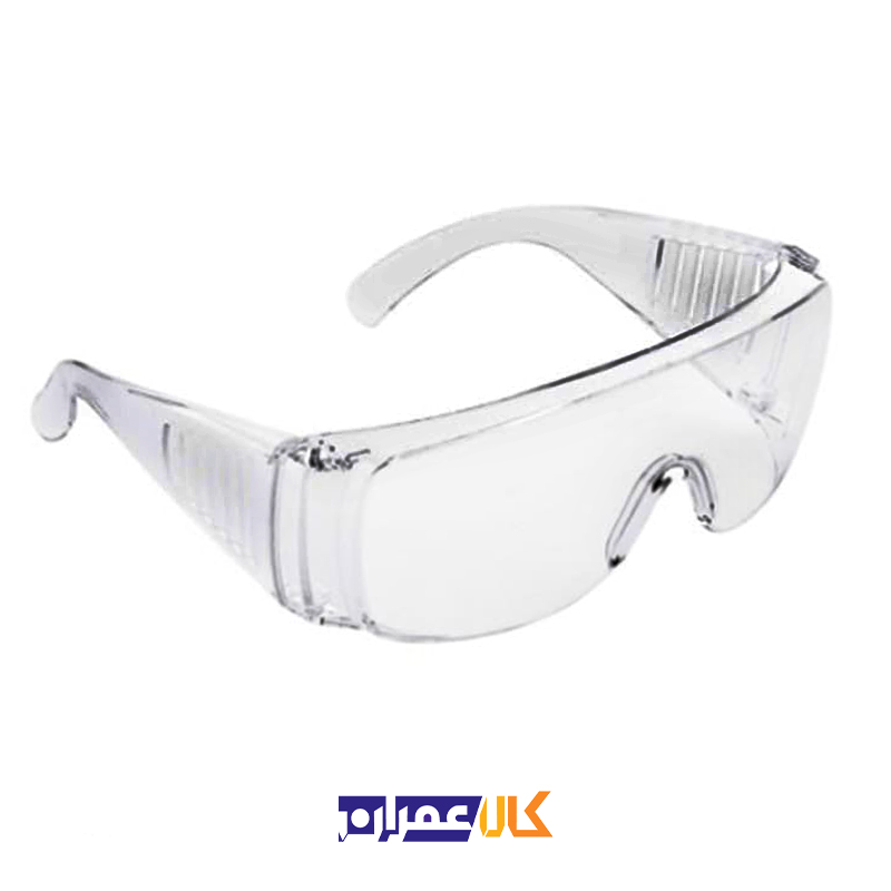 عینک ایمنی سفید بغل کرکره ای تک پلاست