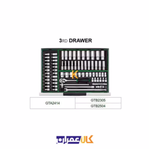 نمایندگی جعبه ابزار 7 کشو چرخ دار با ابزار مدل GT-28306 تاپ تول