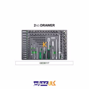 فروش جعبه ابزار 7 کشو چرخ دار با ابزار مدل GE-20804 تاپ تول