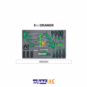 خرید آنلاین جعبه ابزار 7 کشو چرخ دار با ابزار مدل GE-20804 تاپ تول