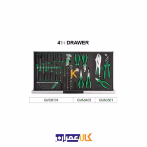 فروش جعبه ابزار 7 کشو چرخ دار با ابزار مدل GV33813 تاپ تول