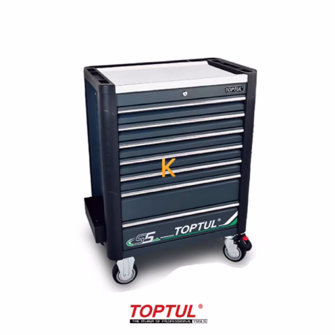 جعبه ابزار 7 کشو چرخ دار با ابزار مدل GE-3402 تاپ تول