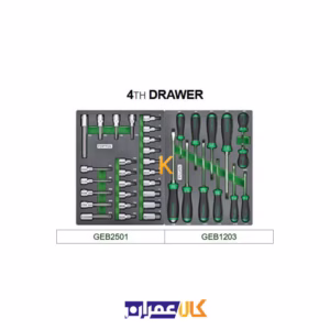فروش جعبه ابزار 7 کشو چرخ دار با ابزار مدل GE-26117 تاپ تول