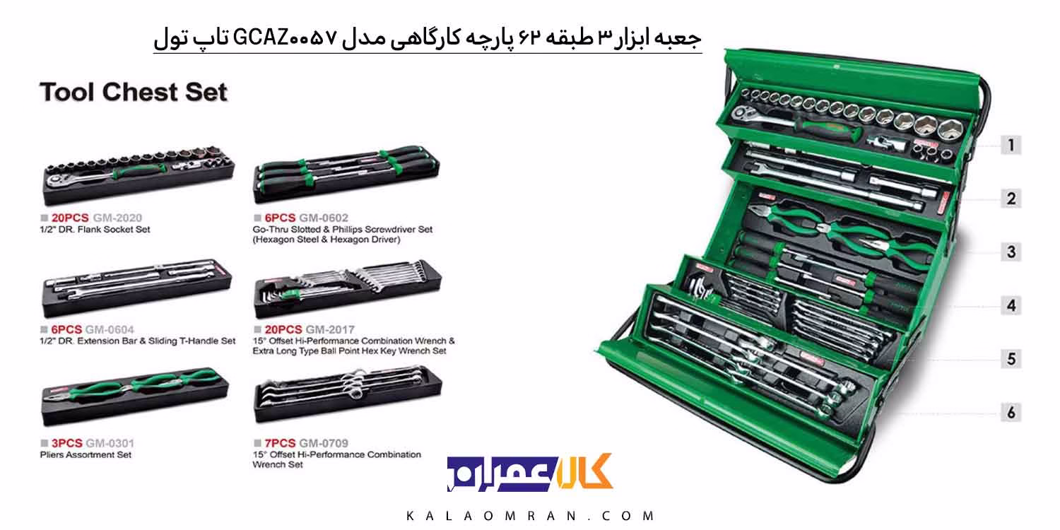 مجموعه 62 عددی ابزار تاپ تول مدل GCAZ0057