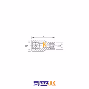 ابعاد بکس تکی 1/4 اینچ کوتاه ستاره ای مدل BAED08 تاپ تول