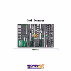 فروش جعبه ابزار 7 کشو چرخ دار با ابزار مدل GE-21406 تاپ تول