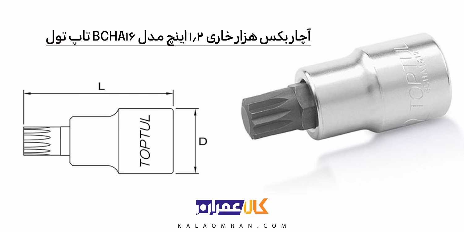 نمایندگی آچار بکس هزار خاری 1/2 اینچ مدل BCHA16 تاپ تول