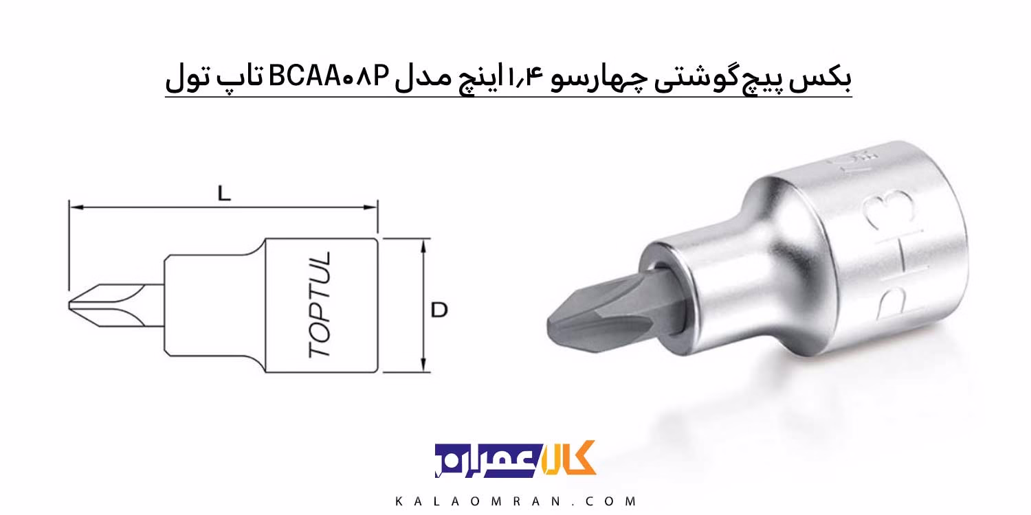 نمایندگی بکس پیچ‌گوشتی چهارسو 1/4 اینچ مدل BCAA08P تاپ تول